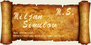 Miljan Simulov vizit kartica